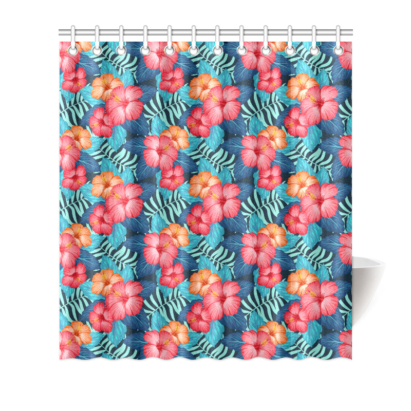 Red Hibiscus Pattern Print Design HB02 Shower Curtain
