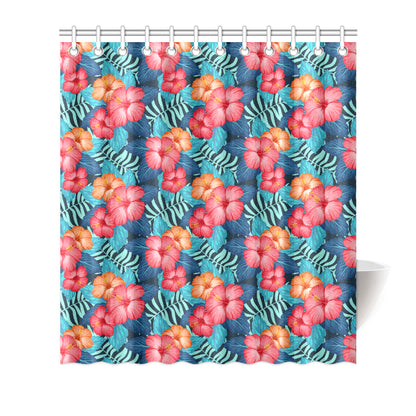 Red Hibiscus Pattern Print Design HB02 Shower Curtain