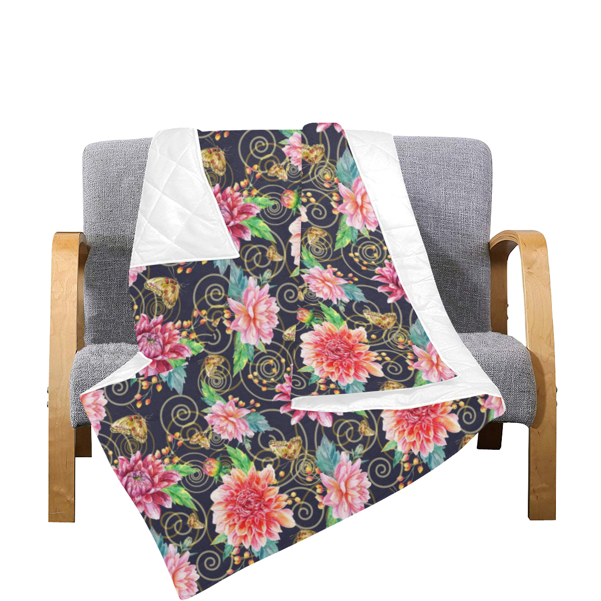 Dahlia Pattern Print Design DH02 Premium Quilt