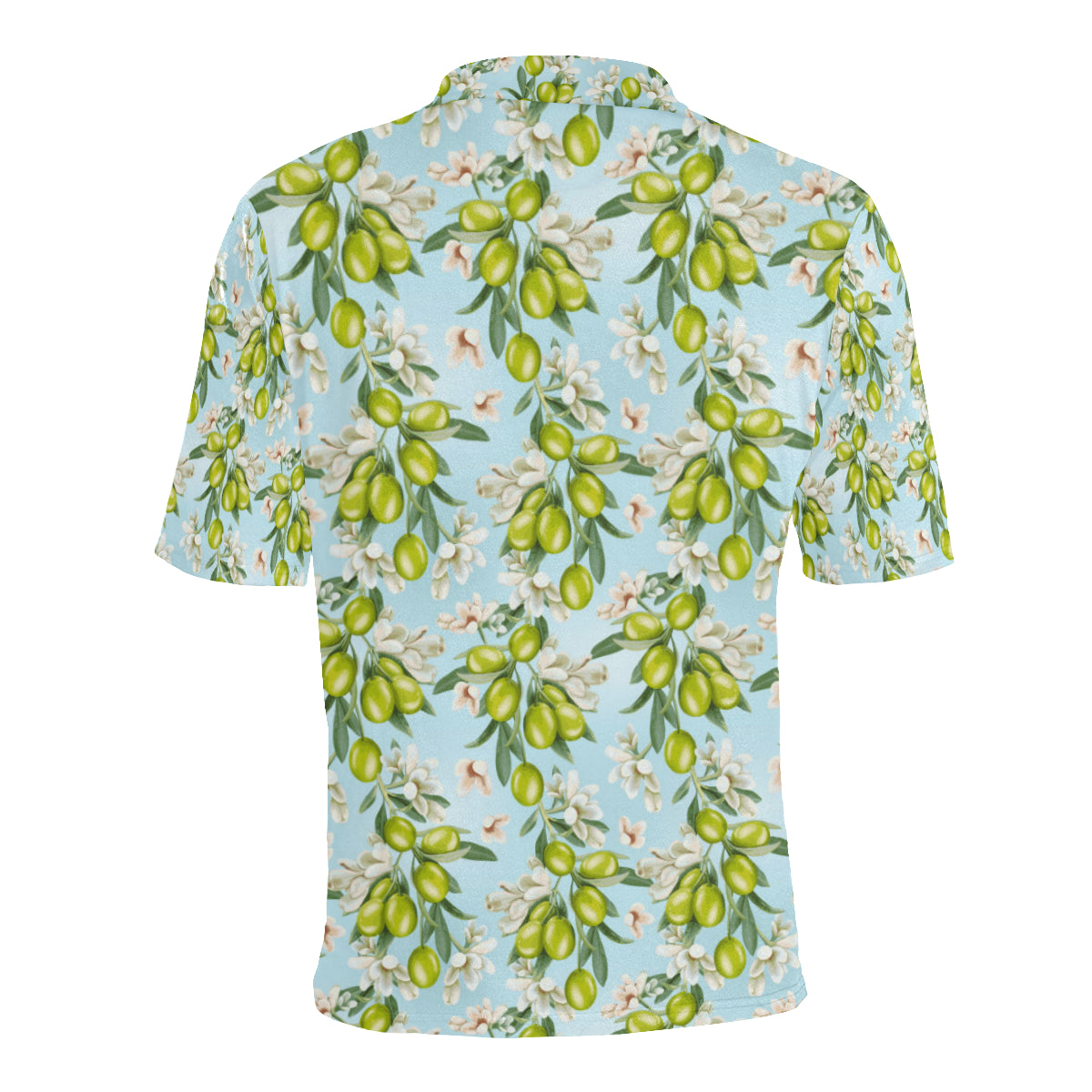 Elegant Olive Floral Print Men Polo Shirt