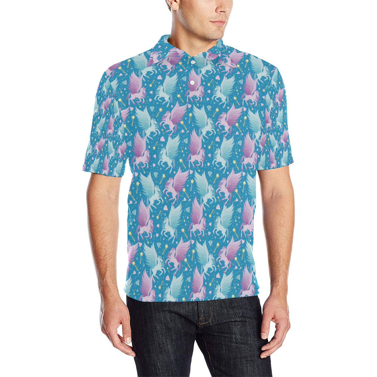 Pegasus Pattern Print Design 04 Men Polo Shirt