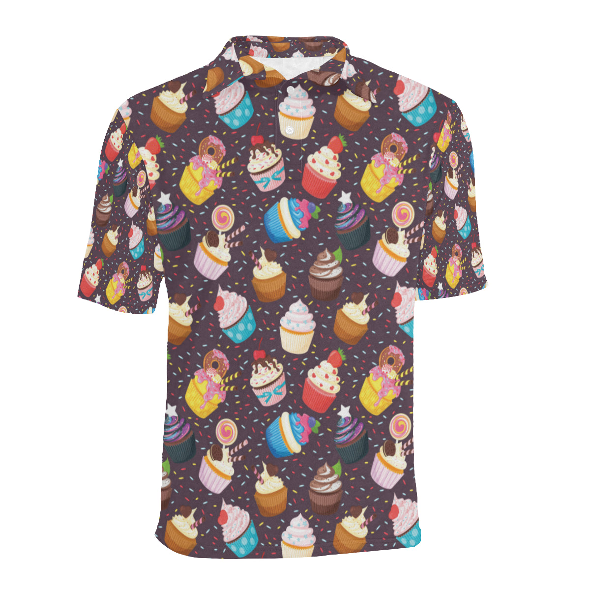 Cupcakes Party Print Pattern Men Polo Shirt