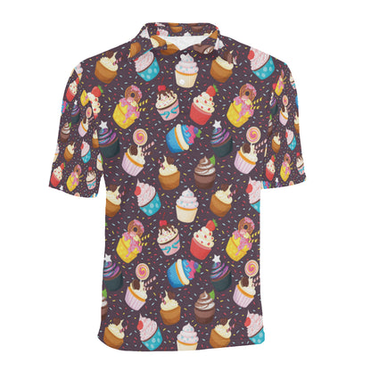 Cupcakes Party Print Pattern Men Polo Shirt