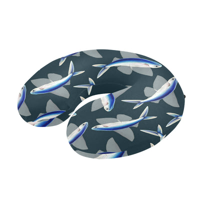 Flying Fish Pattern Print Design 04 U-Shaped Travel Neck Pillow