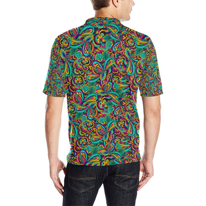 Psychedelic Trippy Floral Design Men Polo Shirt
