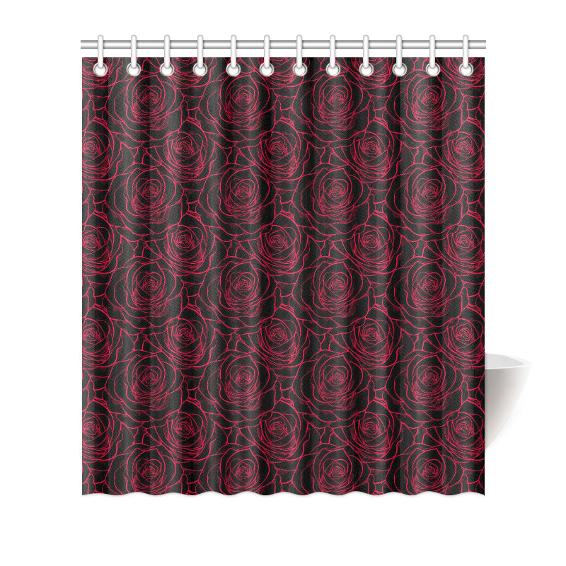 Red Rose Design Print Shower Curtain