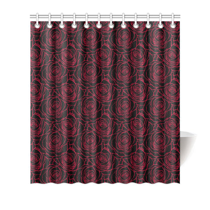 Red Rose Design Print Shower Curtain