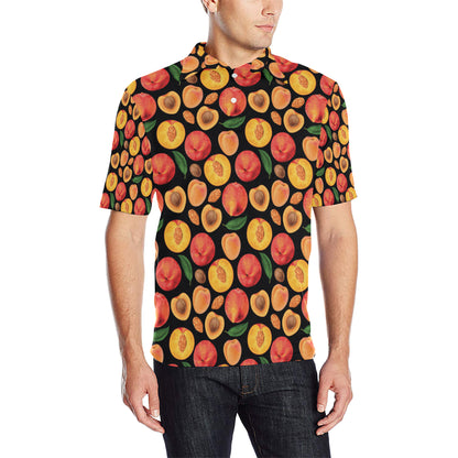 Peach Pattern Print Design A02 Men Polo Shirt