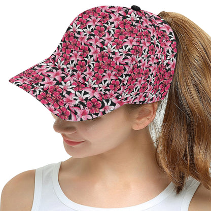 Flower Hawaiian Pink Red  Hibiscus Print Snapback Cap