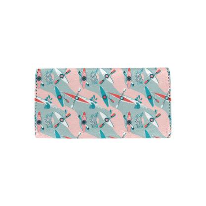 Kayak Pattern Print Design 05 Women's Trifold Wallet