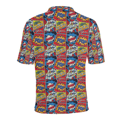Comic Book Pattern Print Design 03 Men Polo Shirt