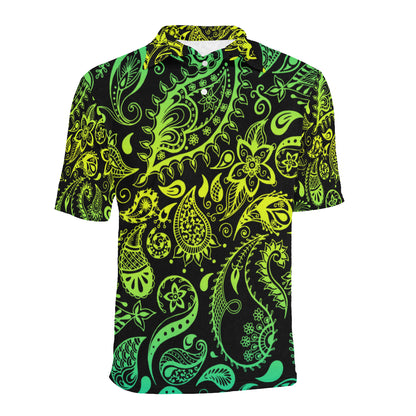 Paisley Green Design Print Men Polo Shirt