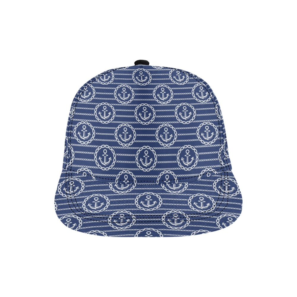 Anchor Stripe Pattern Snapback Cap