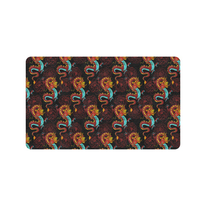 Chinese Dragons and Peonies Design Rubber Doormat