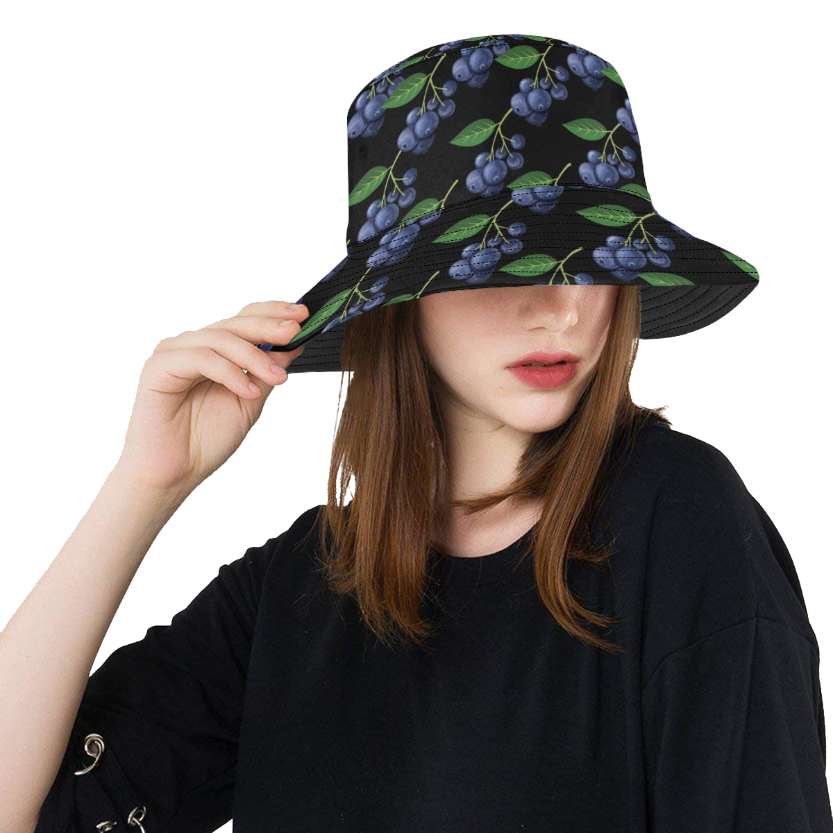 Blueberry Pattern Print Design BB01 Unisex Bucket Hat