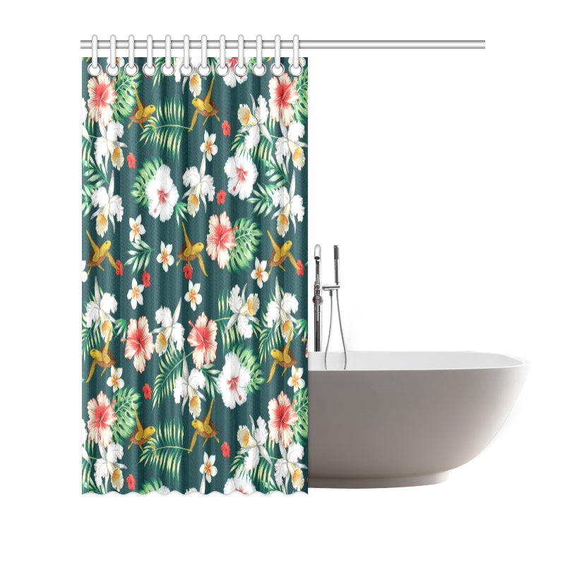 Hawaiian Flower Design with SeaTurtle Print Shower Curtain
