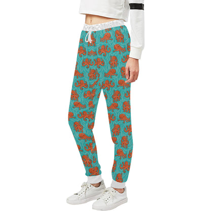 Octopus Cartoon Design Print Themed Unisex Sweatpants