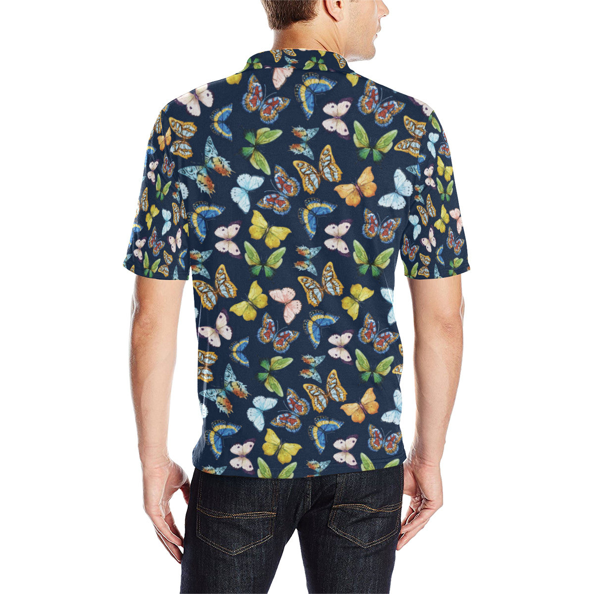 Butterfly Beautiful Print Pattern Men Polo Shirt