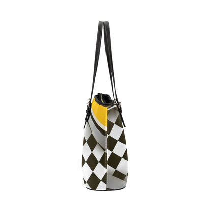 Checkered Flag Racing Style Leather Tote Bag
