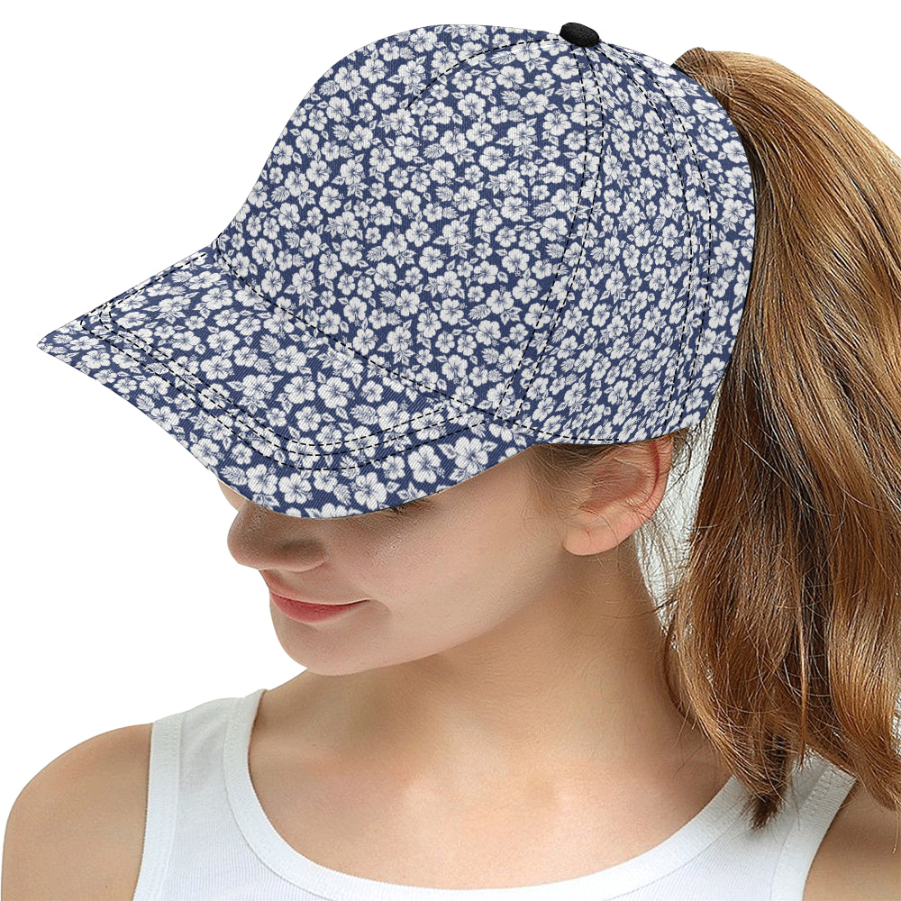 Hibiscus Blue Hawaiian Flower Style Snapback Cap