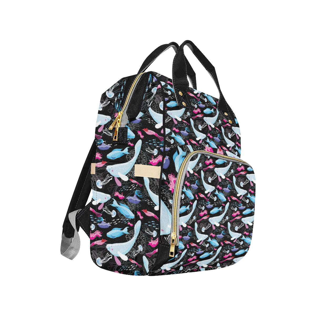 Manatee Pattern Print Design 02 Diaper Bag Backpack