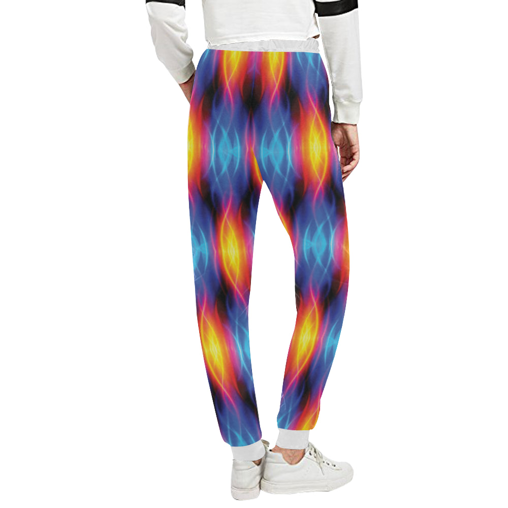 Flame Fire Blue Design Print Unisex Sweatpants