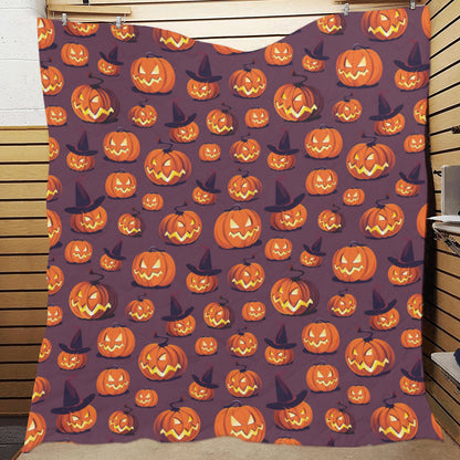 Halloween Pumpkin Pattern Print Design 03 Premium Quilt
