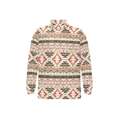 Aztec Pattern Print Design 05 Long Sleeve Polo Shirt For Men's