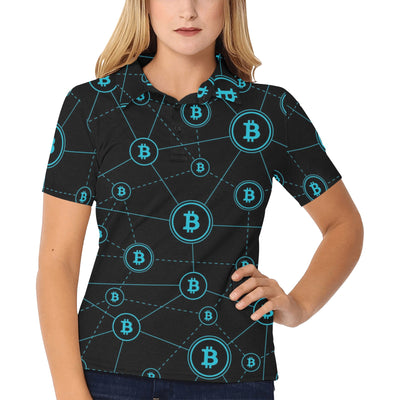 Cryptocurrency Pattern Print Design 01 Women's Polo Shirt