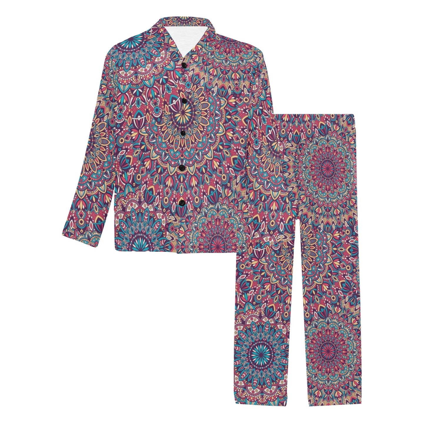 Boho Pattern Print Design 05 Men's Long Pajama Set