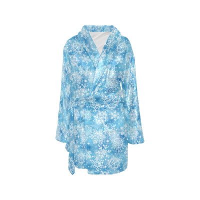 Snowflake Blue Print Design LKS301 Women's Fleece Robe