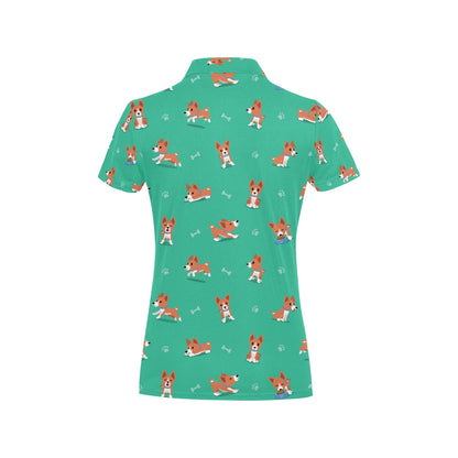 Basenji Pattern Print Design 02 Women's Polo Shirt