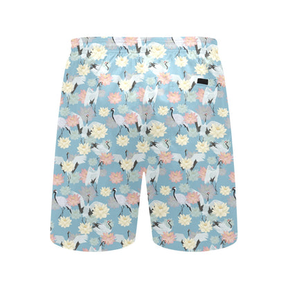 Water Lily Print Design LKS304 Men's Swim Trunks Beach Shorts