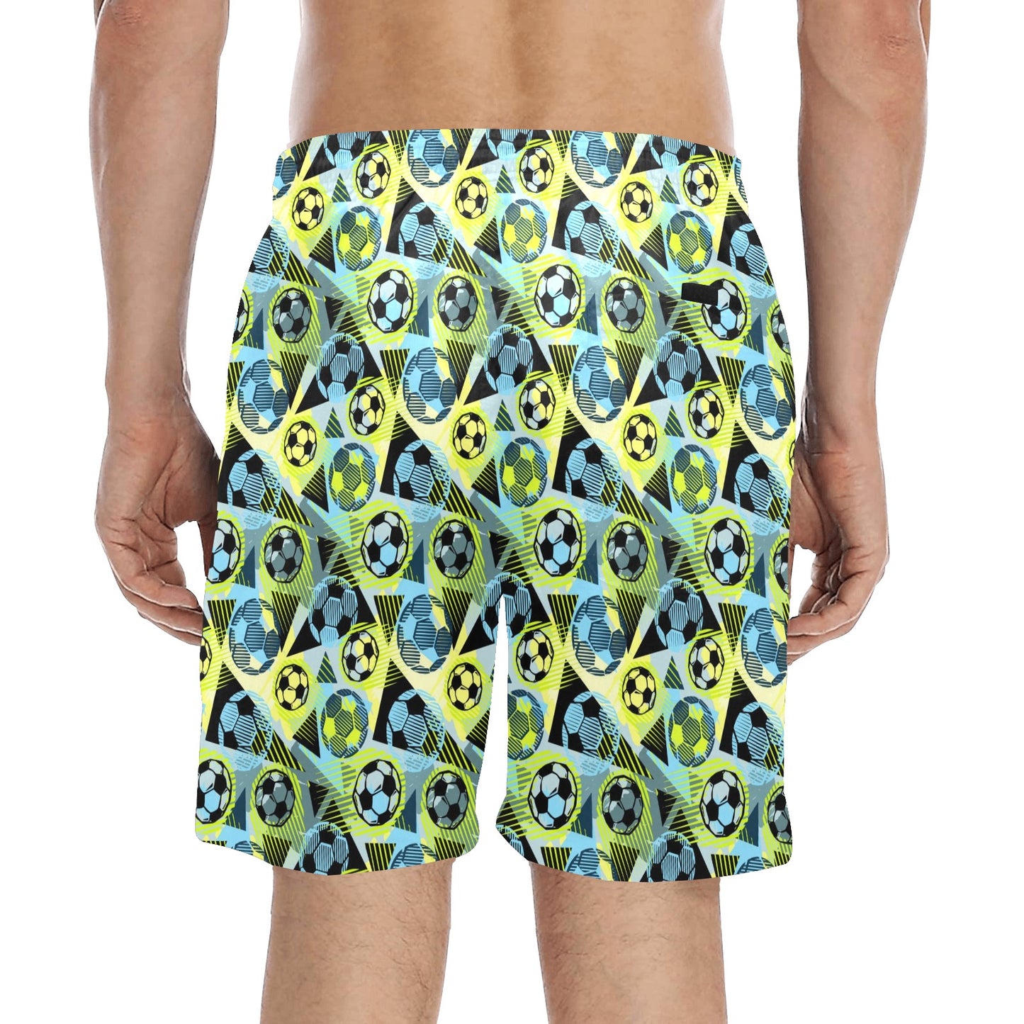 Soccer Ball Themed Print Design Men's Swim Trunks Beach Shorts