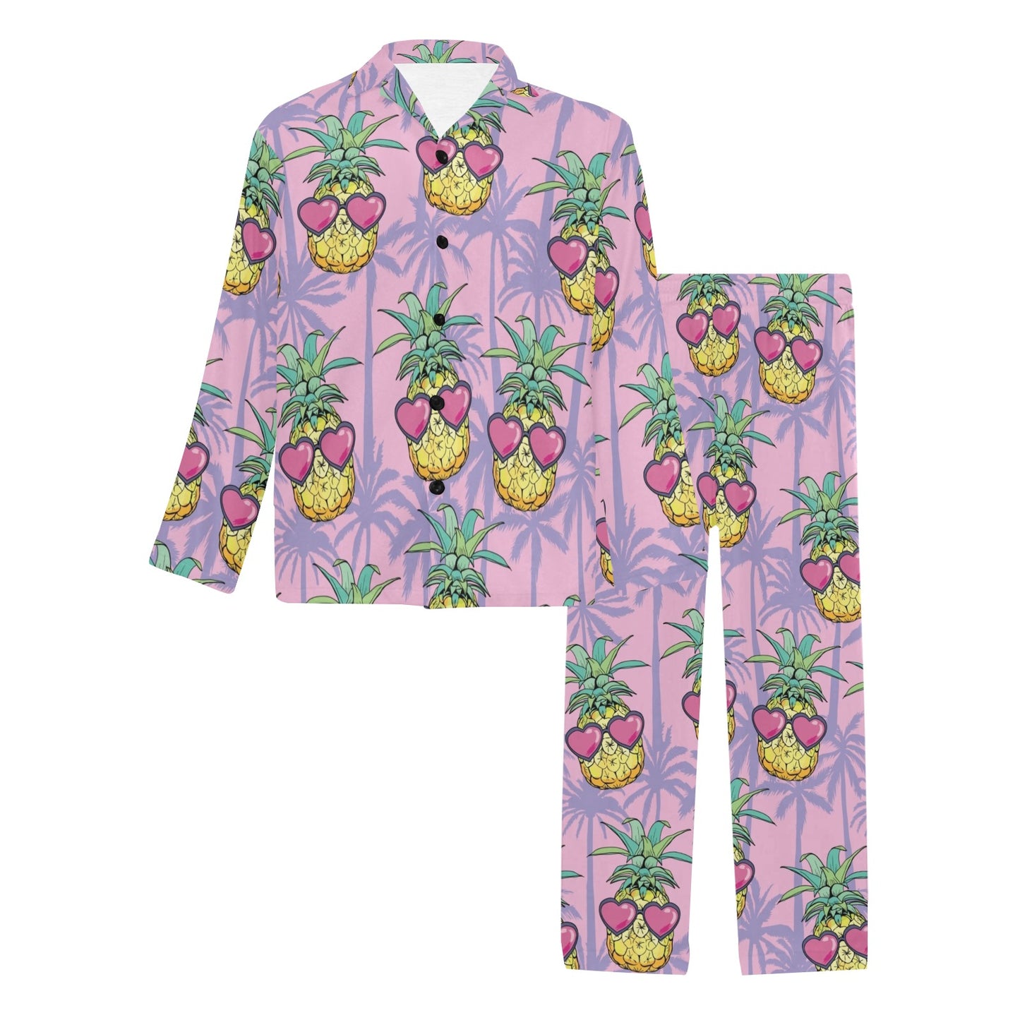 Pineapple Pattern Print Design PP06 Men's Long Pajama Set