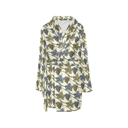 Grape Pattern Print Design GP03 Women's Fleece Robe