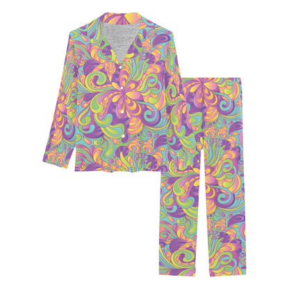 Psychedelic Mushroom Pattern Print Design A05 Women's Long Pajama Set