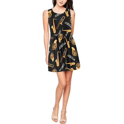 Jazz Pattern Print Design 01 Sleeveless Dress
