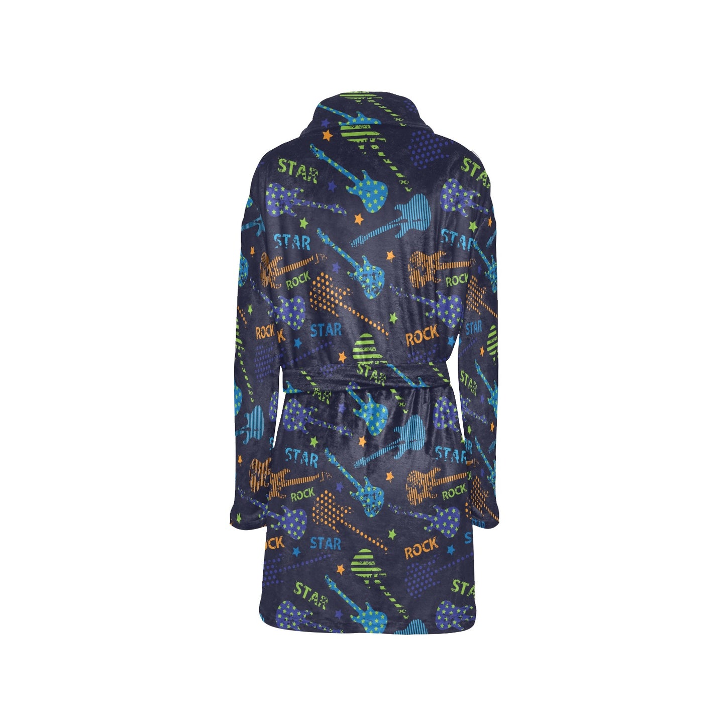 Rock and Roll Pattern Print Design A04 Women's Fleece Robe
