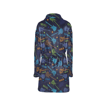 Rock and Roll Pattern Print Design A04 Women's Fleece Robe