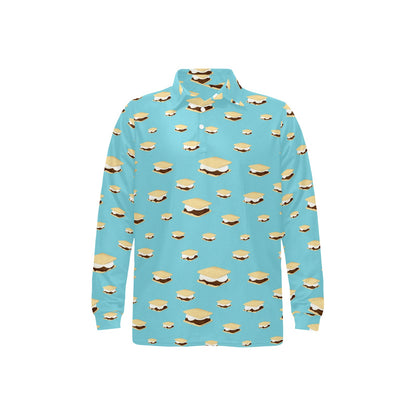 S_Mores Print Design LKS302 Long Sleeve Polo Shirt For Men's