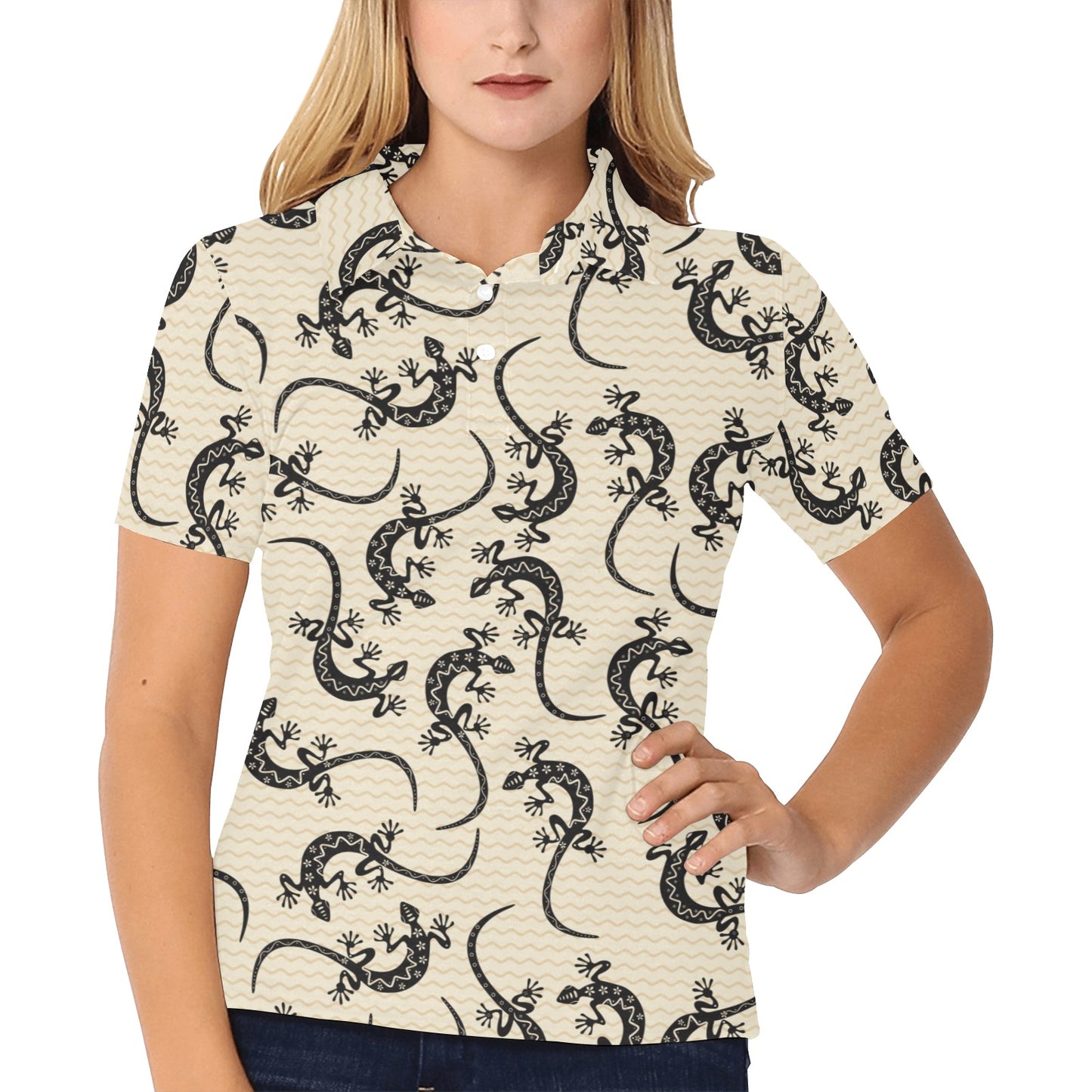 lizard Pattern Print Design 02 Women's Polo Shirt