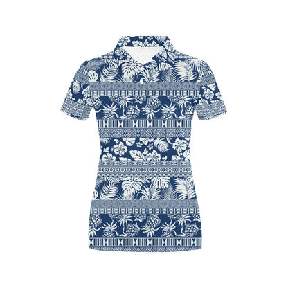 Hawaiian Themed Pattern Print Design H020 Women's Polo Shirt