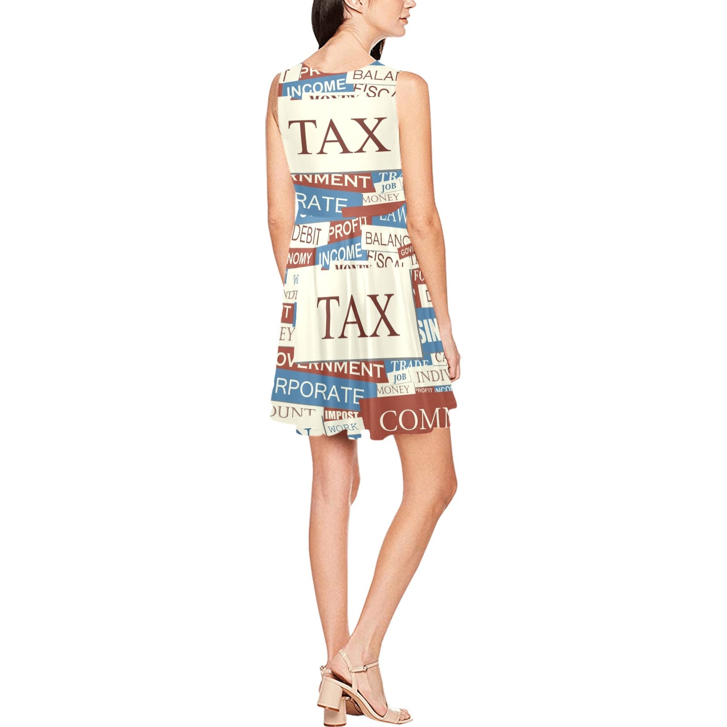 Accounting Financial Pattern Print Design 01 Sleeveless Dress
