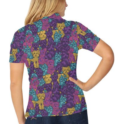 Yorkshire Terriers Print Design LKS3010 Women's Polo Shirt