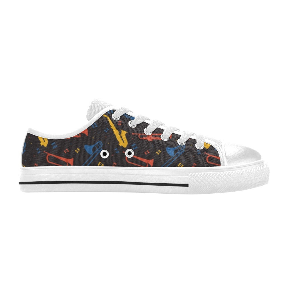 Saxophone Print Design LKS407 Women's White Low Top Shoes