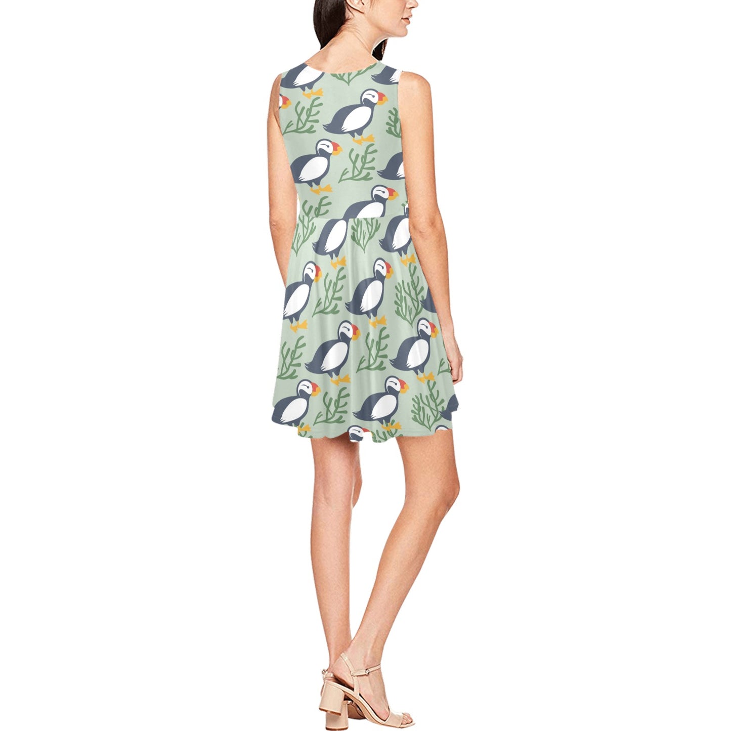 Puffin Pattern Print Design A04 Sleeveless Dress