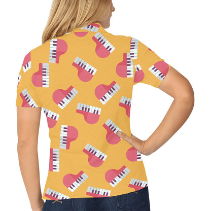 Piano Pattern Print Design 02 Women's Polo Shirt