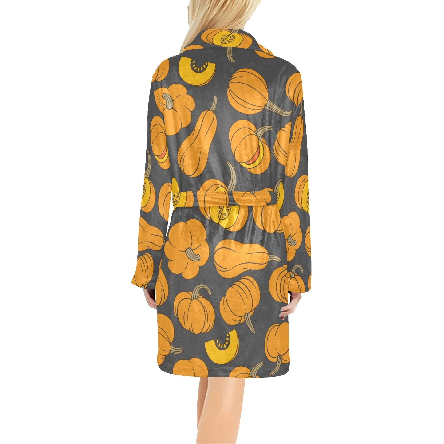Pumpkin Pattern Print Design A03 Women's Fleece Robe
