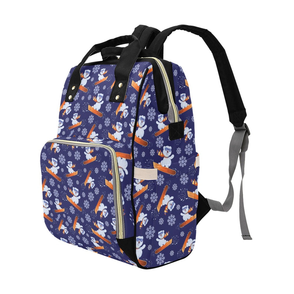 Snowboard Bear Print Design LKS305 Diaper Bag Backpack